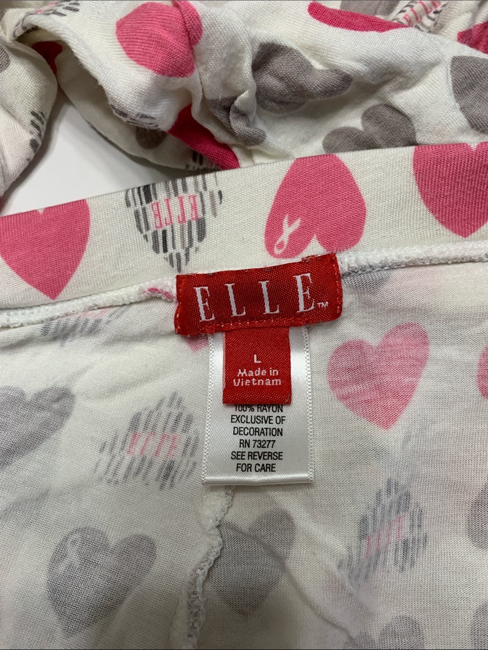 Elle White Pajama Pants with Pink & Gray Heart Print - Picture 5 of 7